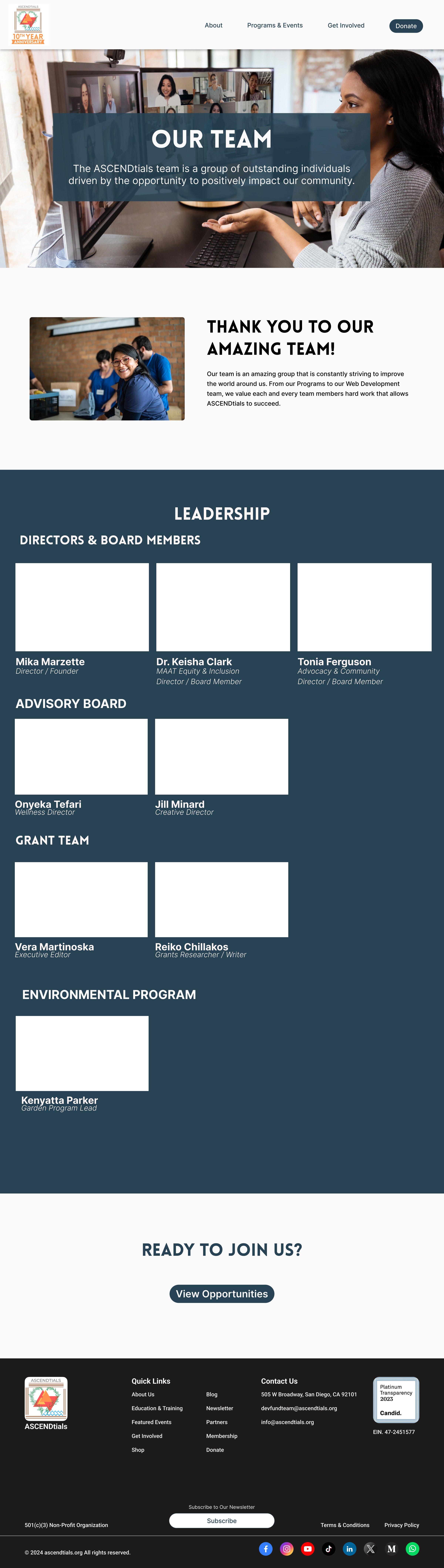 Our Team page — original design